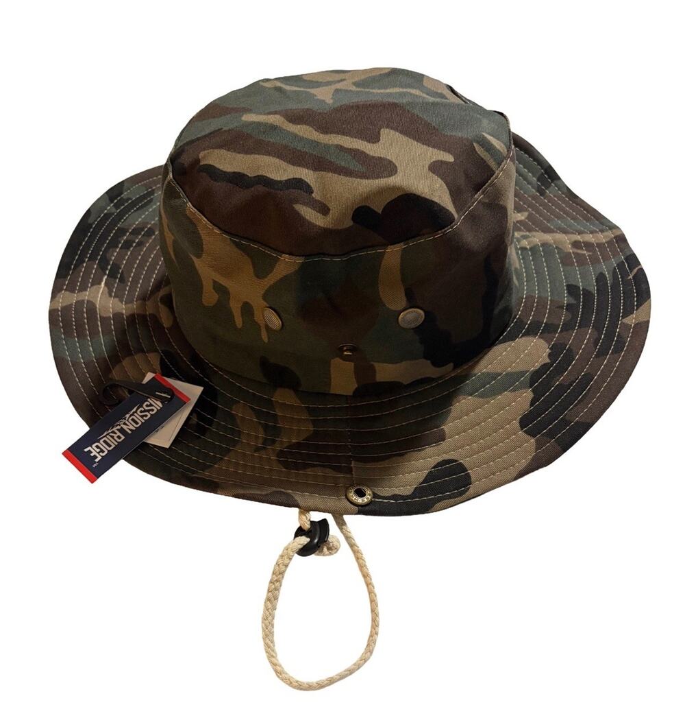 Mission Ridge Camo Boonie Hat One Size Hunting Outdoor Snap Brim Chin Strap NWT